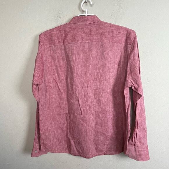 Untuckit Men's Red 100% Linen Long Sleeve Button Up Shirt‎ Size XL - Picture 3 of 5